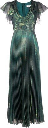 NISSA Metallic-Sheen Pleated Dress