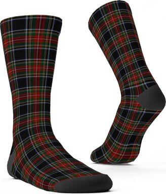 Socks: Black Stewart Tartan - Red Custom Socks, Black