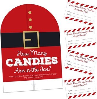 Big Dot of Happiness Jolly Santa Claus - How Many Candies Christmas Party Game - 1 Stand and 40 Cards - Candy Guessing Game