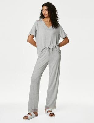 Body by M&S Body Soft™ Lace Trim Pyjama Bottoms