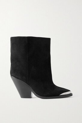 Ladel Embellished Suede Ankle Boots - Black