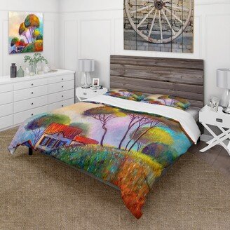 Designart 'Beautiful Country House On A Hot Summer Day' Modern Duvet Cover Set