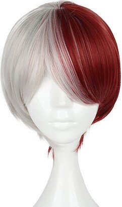 Unique Bargains Wigs Wigs for Women 14 Grey Red with Wig Cap