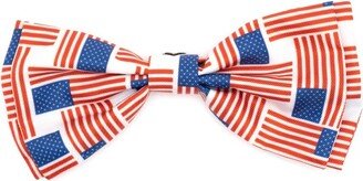 The Worthy Dog Patchwork Flag Adjustable Bow Tie Accessory - Red/White/Blue - L