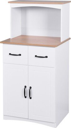 CoolArea MDF Kitchen Cabinet White Pantry Storage Microwave Cabinet with Storage Drawer