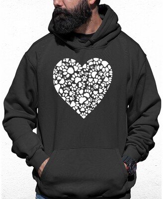 Men's Paw Prints Heart Word Art Hooded Sweatshirt