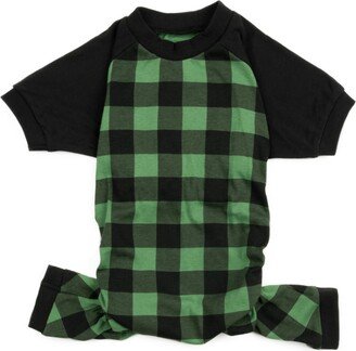 Leveret Dog Cotton Pajama Plaid Black and Green - Black Green