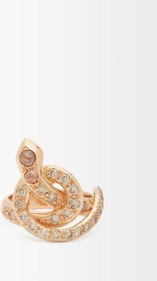 Berus Diamond & 18kt Rose-gold Snake Ring