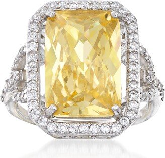 Canary Yellow CZ and White CZ Ring in Sterling Silver