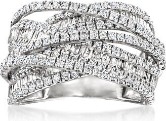 Round and Baguette Diamond Highway Ring in 14kt White Gold