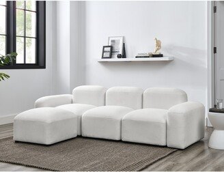 GEROJO Ivory Teddy Fabric L-Shape Modular Sectional Sofa with DIY Combination, Spacious Furniture, Easy to Move, and Durable Couch