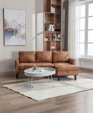 TiramisuBest Sectional Sofa-Bed with Storage and Chaise,Coffee PU