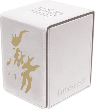 Pokemon Elite Series Arceus Alcove Flip Deck Box White Leatherette Trading Card Box Stores 100 DoubleSleeved Cards
