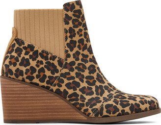 Sadie Boots Natural Leopard Suede Wedge Heel Ortholite Brown/Multi