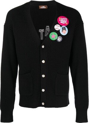 Late Checkout Rear Appliqué-Logo Knitted Cardigan