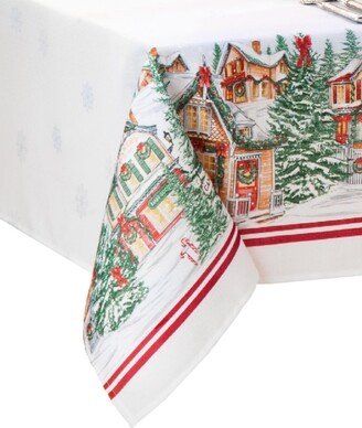 Storybook Christmas Village Holiday Tablecloth, 102 x 60