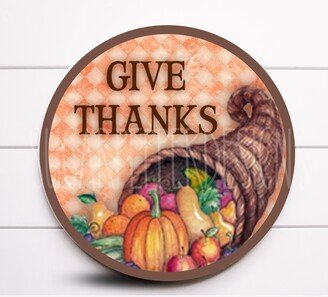 Wreath Sign, Fall Autumn Give Thanks Sugar Pepper Designs, Door Decor, Sign For