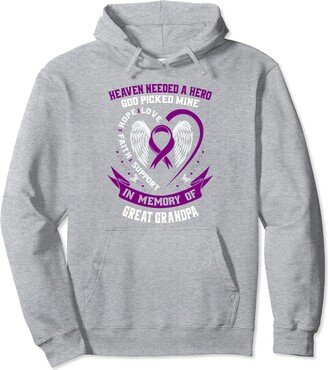 Family Sympathy Gifts Cancer Memorial Products Purple In Memory Great Grandpa Pancreatic Cancer Awareness Pullover Hoodie