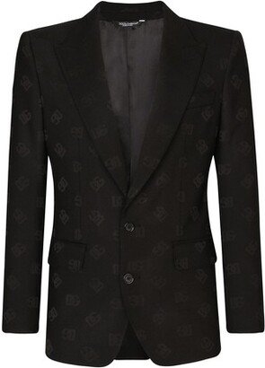 Single-breasted jacquard Sicilia-fit jacket with Monogram design