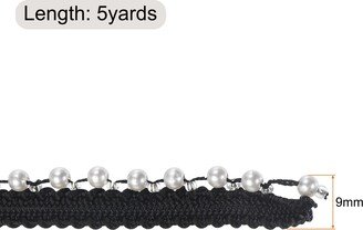 Unique Bargains 5 Yards Faux Pearls Lace Ribbon Pearl Bead Tassel for Wedding