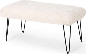 Louise Faux Fur Bench with Hairpin Legs