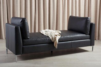 Couture Collection Tatianna Black Channel Tufted Cushion Top Grain Leather Bench