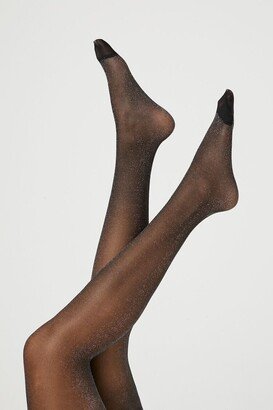 Sheer Glitter Knit Tights in Black/Silver, S/M