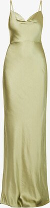 Pretty Lavish Womens Olive Keisha Cowl-neck Satin Bridesmaid Dress