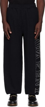 Black Rhinestone Serif Sweatpants