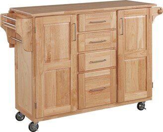 Natural Wood Kitchen Cart with Breakfast Bar