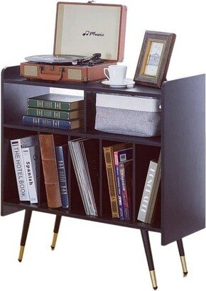 TiramisuBest Wooden Storage Bookcase with Open Shelves,Black