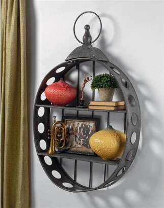 Wall Pocket Watch Sculptural Metal Curio Shelves - Black