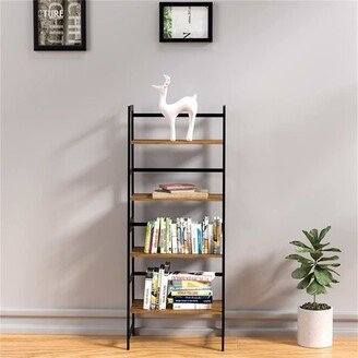 TONWIN Bamboo Ladder Shelf 4 Tier Tall Bookcase