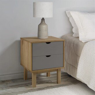 TONWIN Solid Wood Pine Bedside Cabinet with 2 Drawers