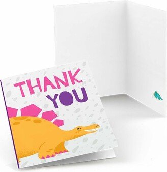 Big Dot of Happiness Roar Dinosaur Girl - Dino Mite Baby Shower or Birthday Party Thank You Cards (8 count)