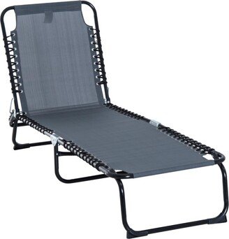 Outdoor Folding Chaise Lounge Chair Portable Lightweight Reclining Garden Sun Lounger with 4-Position Adjustable Backrest for Patio, Deck, an-AB