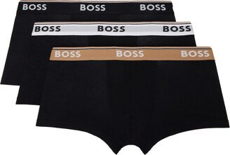 Three-Pack Black Logo Boxer Briefs