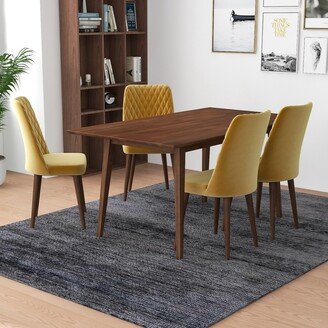 Ashcroft Imports LLC Even Modern Solid Wood Dining Table and Chair Set 5 Piece Dining Room Furniture Set-AB