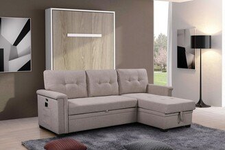 IGEMANINC 84 Fabric Reversible Sectional Sleeper Sofa Chaise with Storage, Tufted Back Sofa, Cushion Back, Reversible Storage Chaise