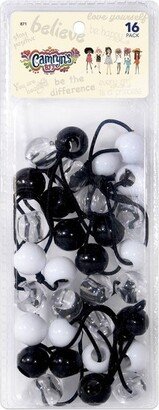 Camryn's BFF Ponytail Holders - Black/Clear/White - 16pk