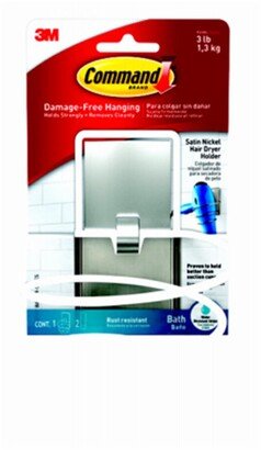 3M 243717 Bath Hair Dryer Holder - Satin Nickel