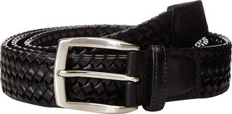 35mm Italian Woven Stretch Leather (Black) Men's Belts