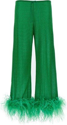 Lumiere High-Waist Feather-Trim Trousers-AA