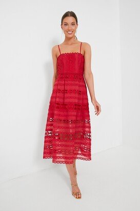 Hyacinth House Red Lace Marlee Midi Dress