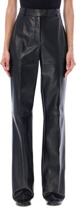 High-Waist Flared Leather Pants