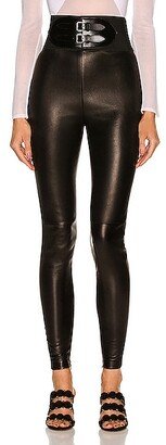 High Waisted Stretch Leather Legging in Black