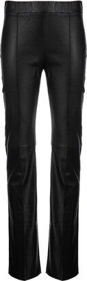 Leather Straight-Leg Trousers-AA