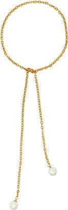 Long Wrapped Chain-Link Pearly Necklace, 40L