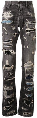 Distressed Patchwork Jeans