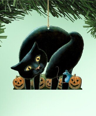 Spooky Cat Wooden Ornaments Set of 2